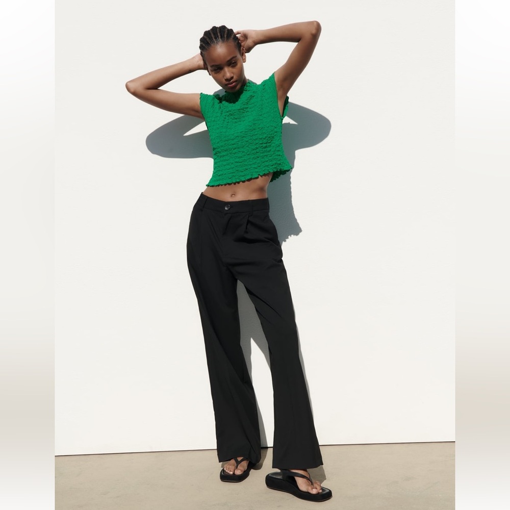 Zara TEXTURED TOP Green